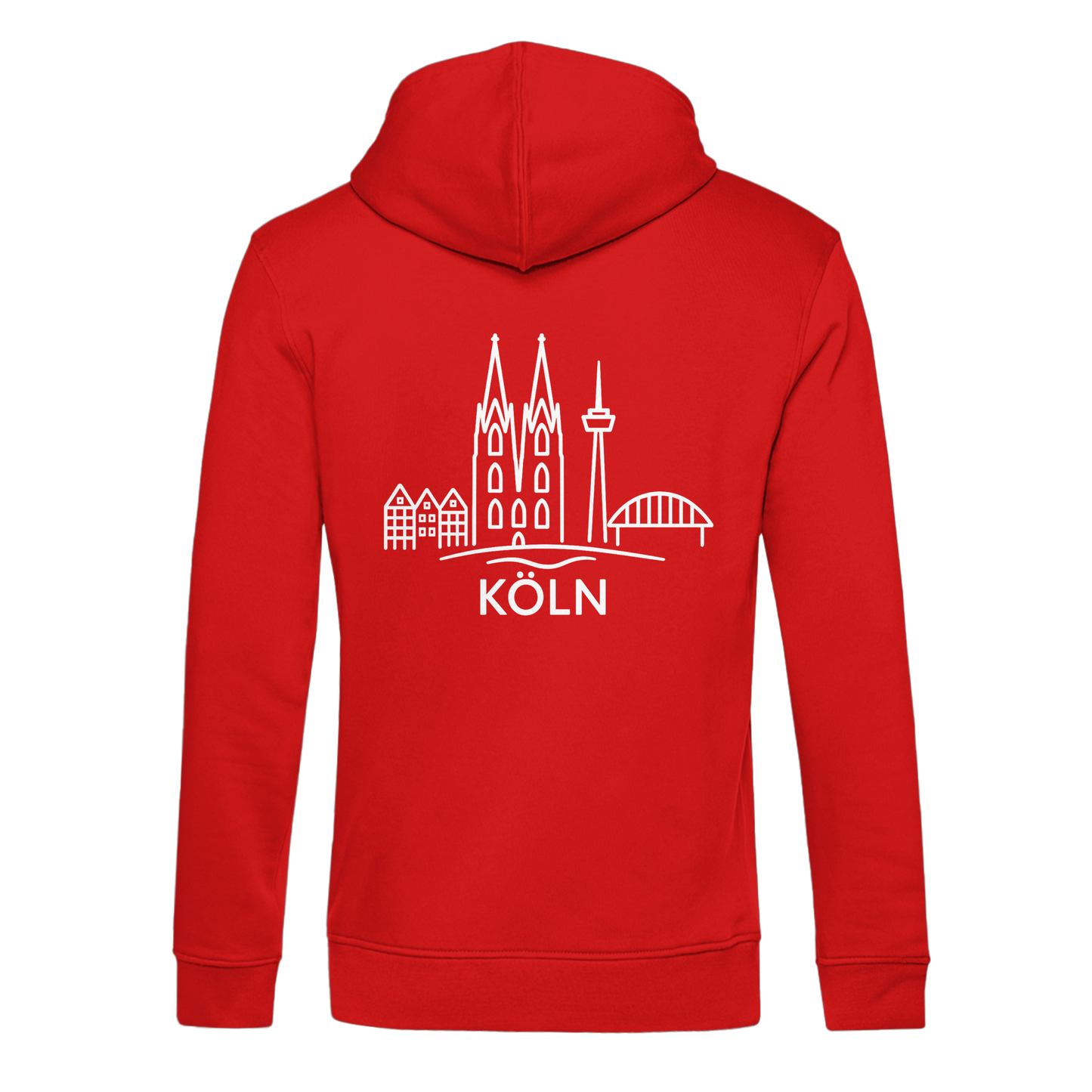 Köln Skyline (großer Druck auf dem Rücken) - Organic Hoodie B&C