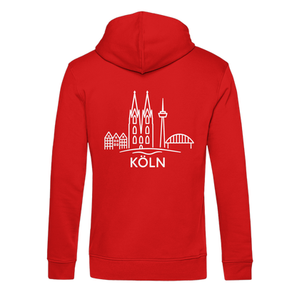 Köln Skyline (großer Druck auf dem Rücken) - Organic Hoodie B&C