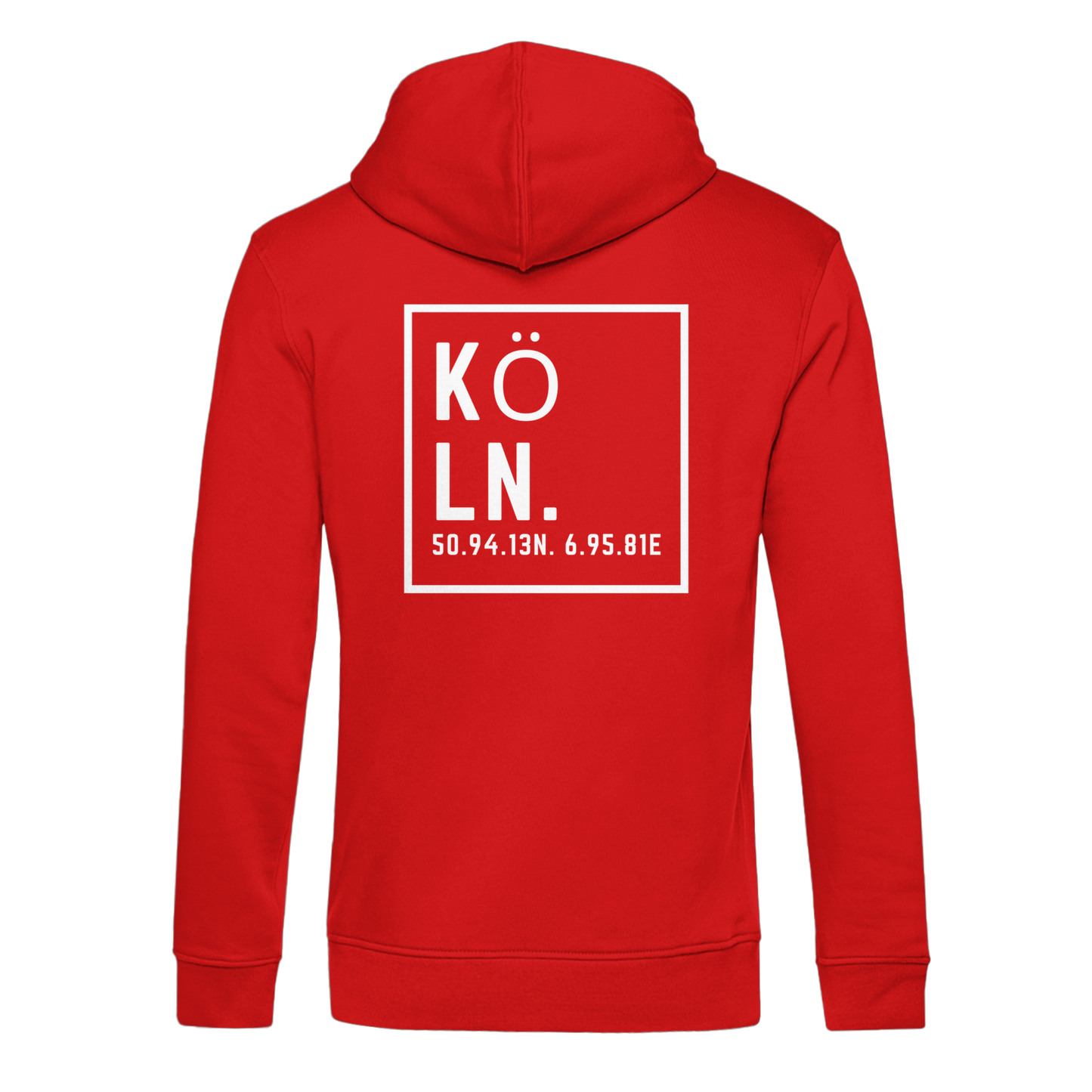 Köln Koordinaten (großer Druck auf dem Rücken) - Organic Hoodie B&C