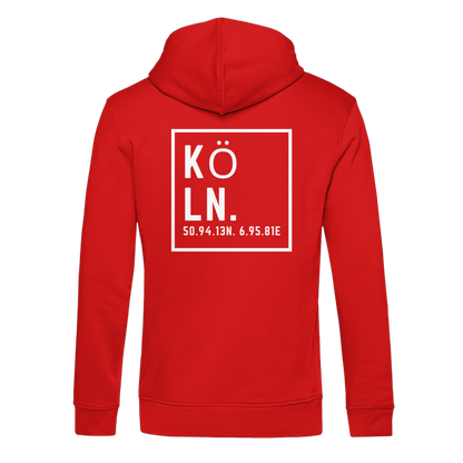Köln Koordinaten (großer Druck auf dem Rücken) - Organic Hoodie B&C