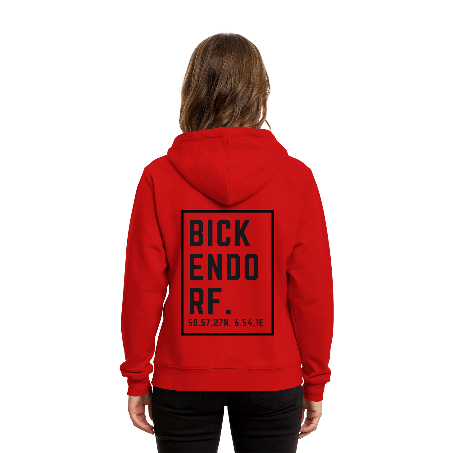Bickendorf Koordinaten (großer Druck auf dem Rücken) - Organic Hoodie B&C