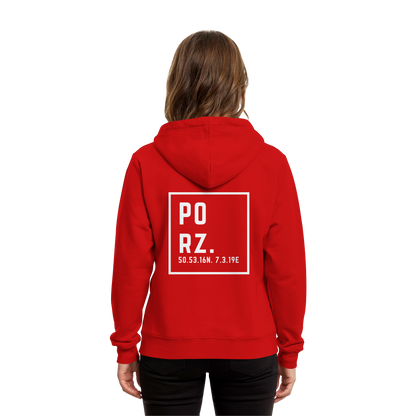 Porz Koordinaten (großer Druck Rücken) - Organic Hoodie B&C