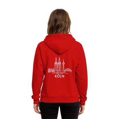 Köln Skyline (großer Druck auf dem Rücken) - Organic Hoodie B&C