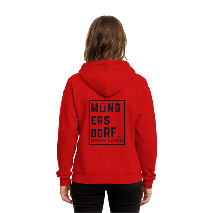 Müngersdorf Koordinaten (großer Druck auf dem Rücken) - Organic Hoodie B&C
