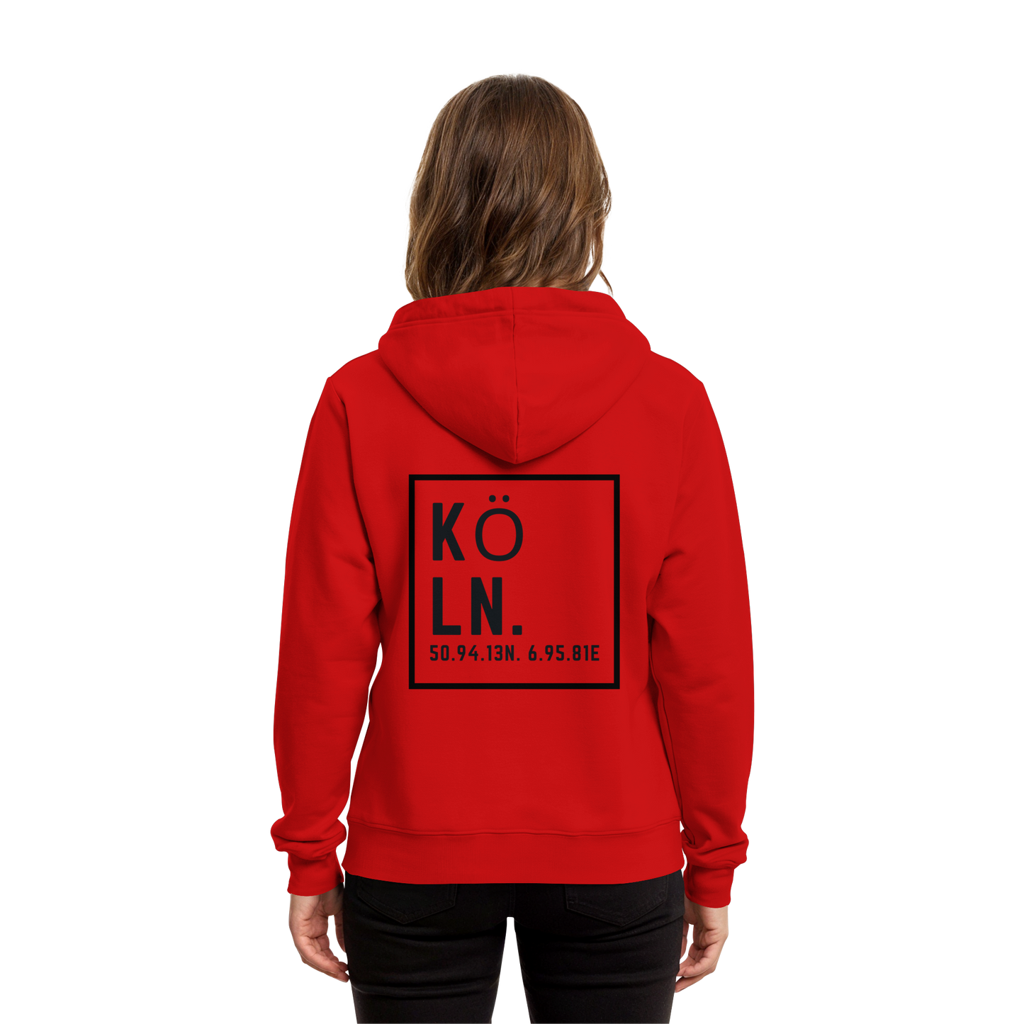 Köln Koordinaten (großer Druck auf dem Rücken) - Organic Hoodie B&C