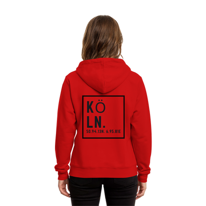 Köln Koordinaten (großer Druck auf dem Rücken) - Organic Hoodie B&C