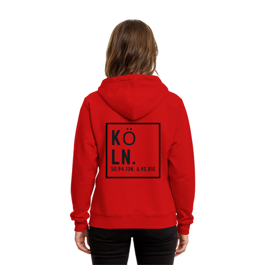 Köln Koordinaten (großer Druck auf dem Rücken) - Organic Hoodie B&C