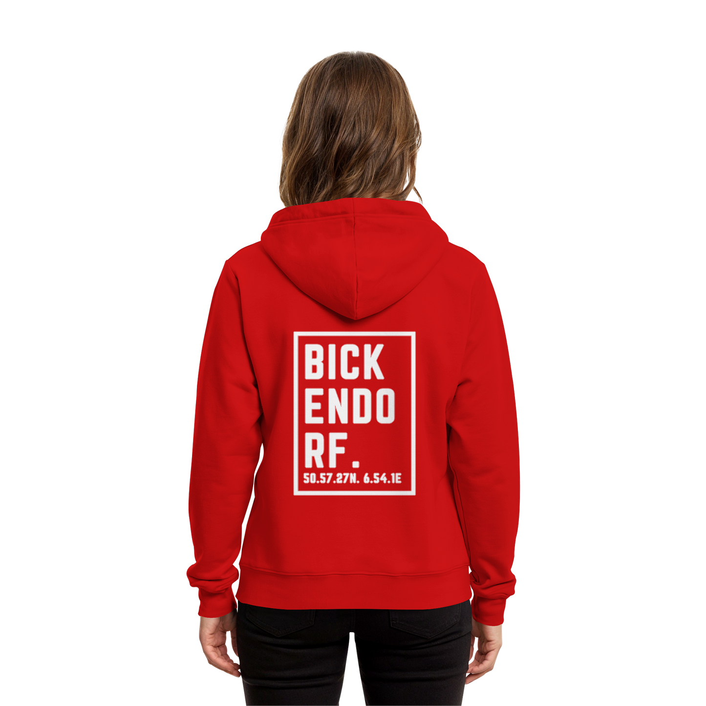 Bickendorf Koordinaten (großer Druck auf dem Rücken) - Organic Hoodie B&C