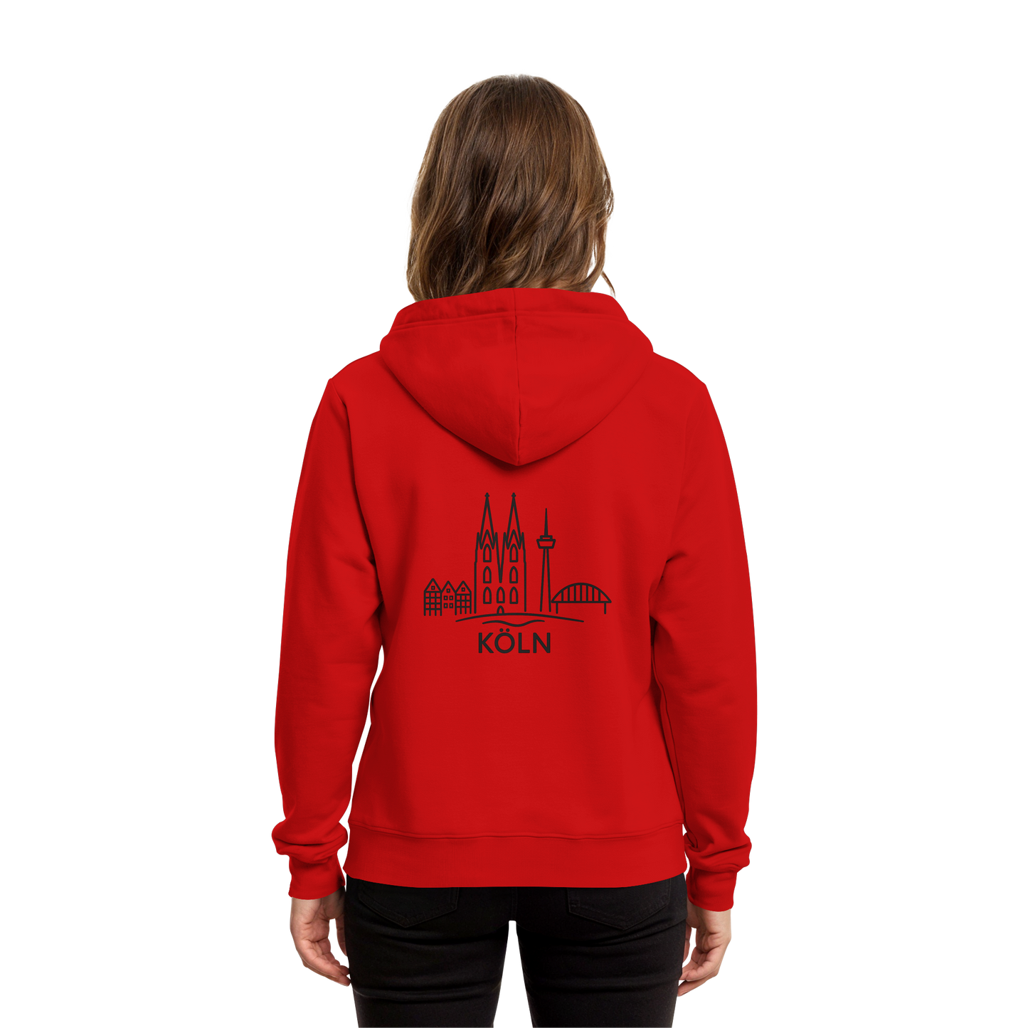 Köln Skyline (großer Druck auf dem Rücken) - Organic Hoodie B&C