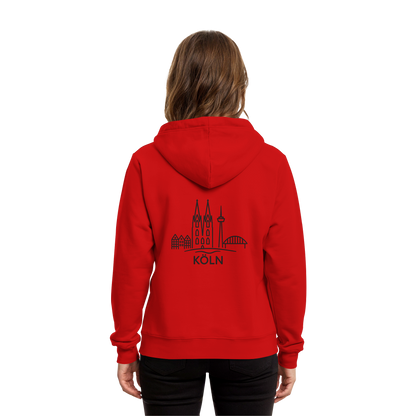 Köln Skyline (großer Druck auf dem Rücken) - Organic Hoodie B&C