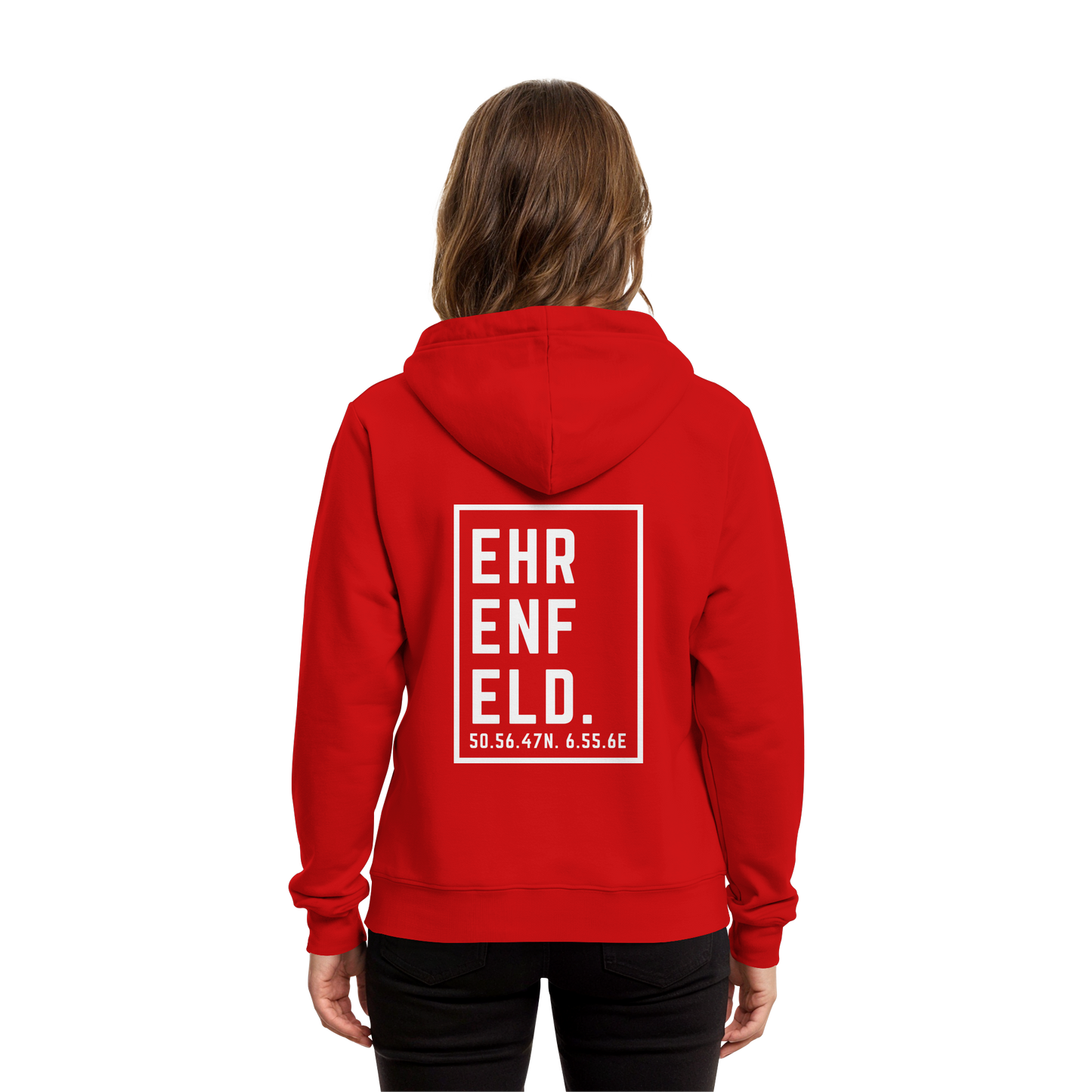 Ehrenfeld Koordinaten (großer Druck auf dem Rücken) - Organic Hoodie B&C