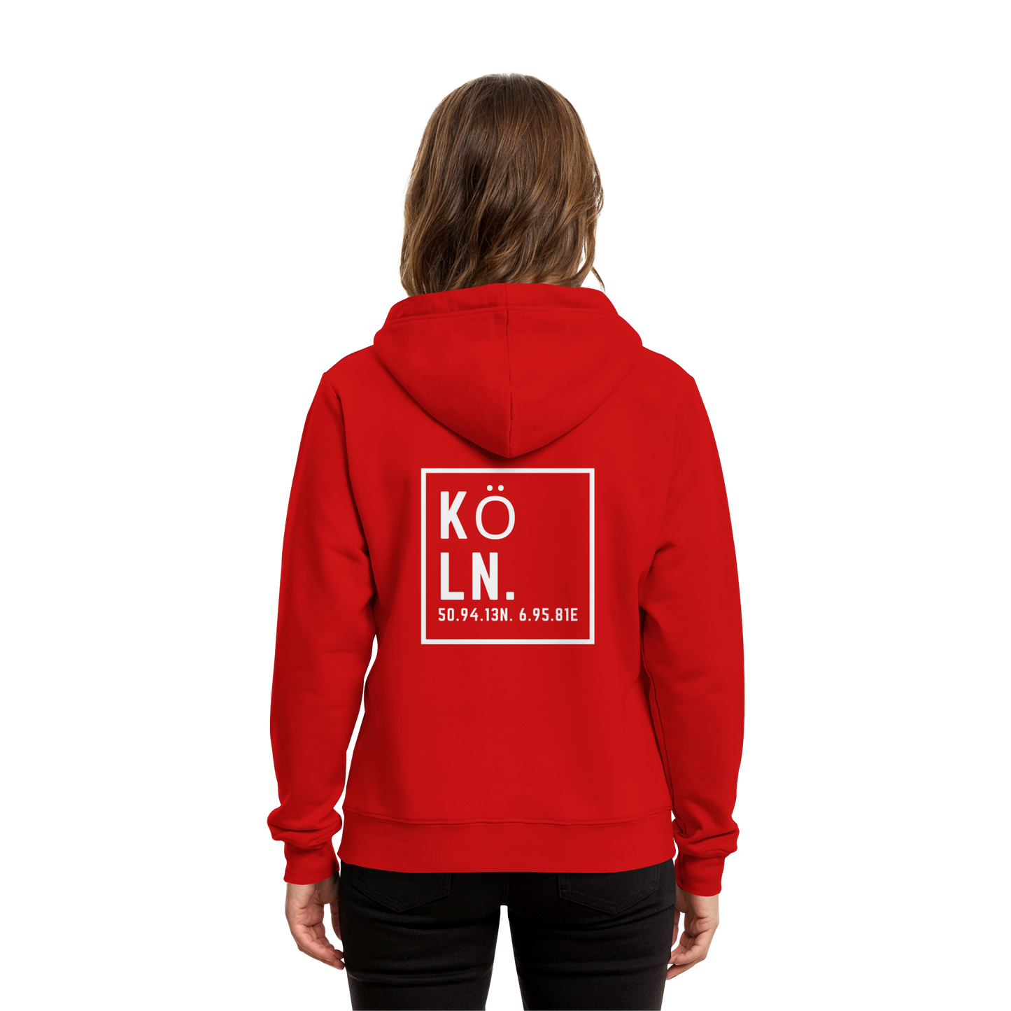Köln Koordinaten (großer Druck auf dem Rücken) - Organic Hoodie B&C