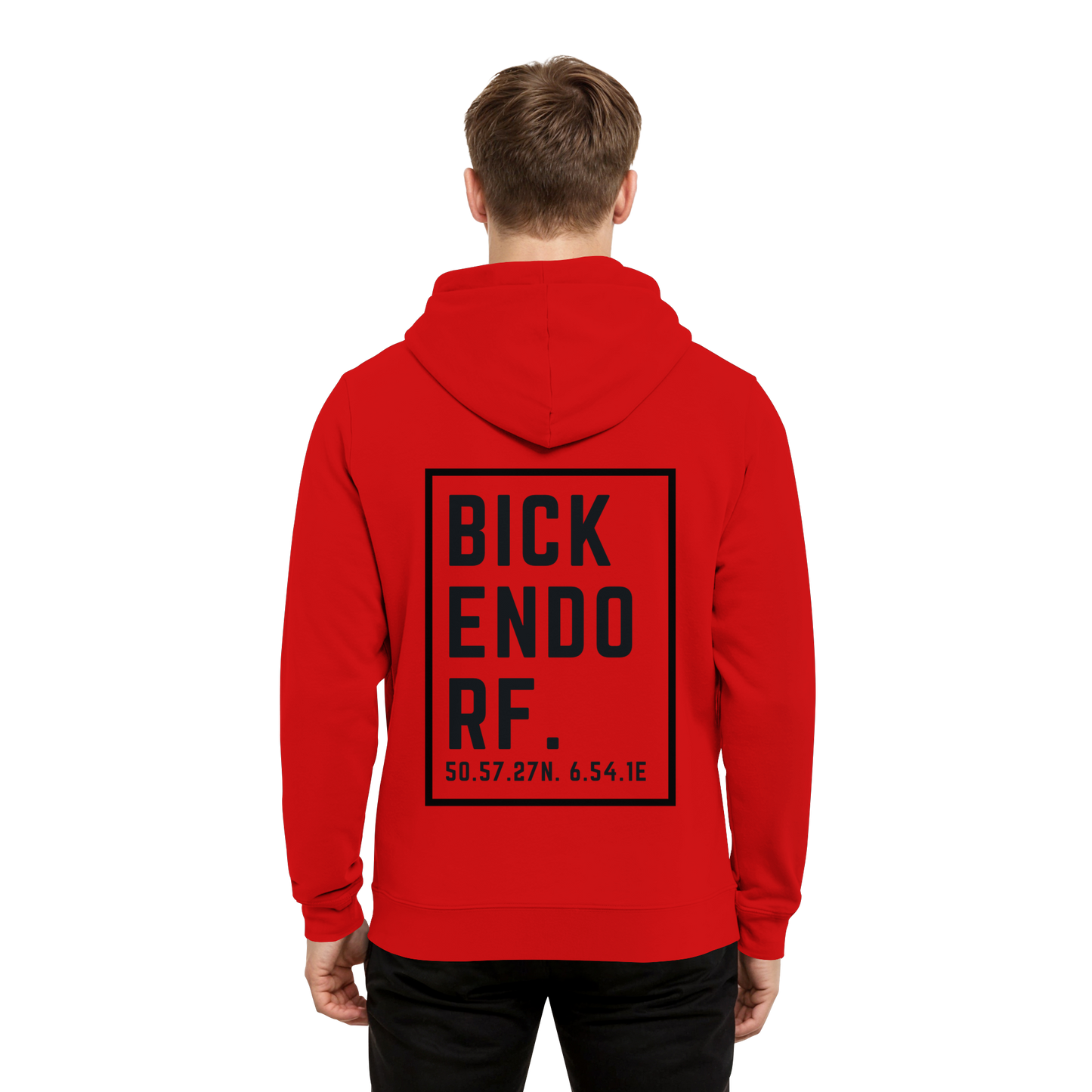 Bickendorf Koordinaten (großer Druck auf dem Rücken) - Organic Hoodie B&C