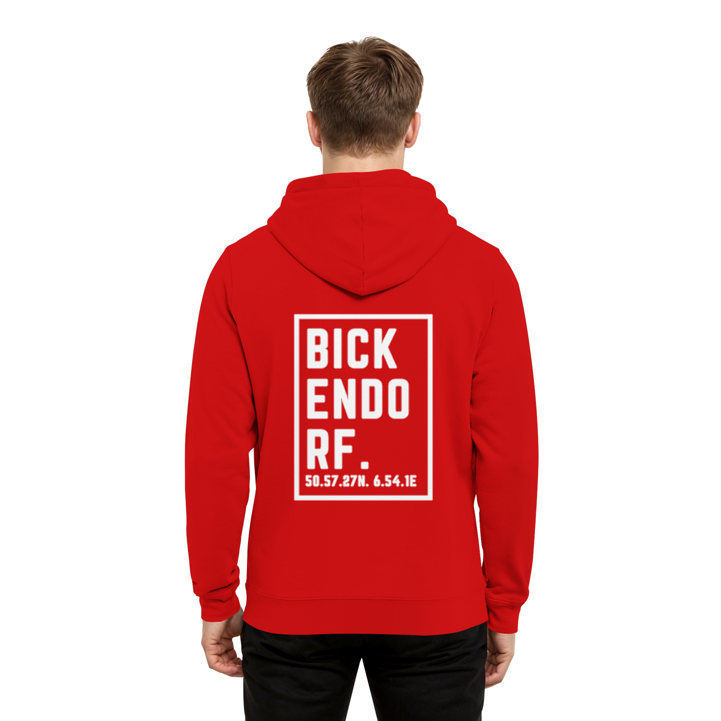 Bickendorf Koordinaten (großer Druck auf dem Rücken) - Organic Hoodie B&C