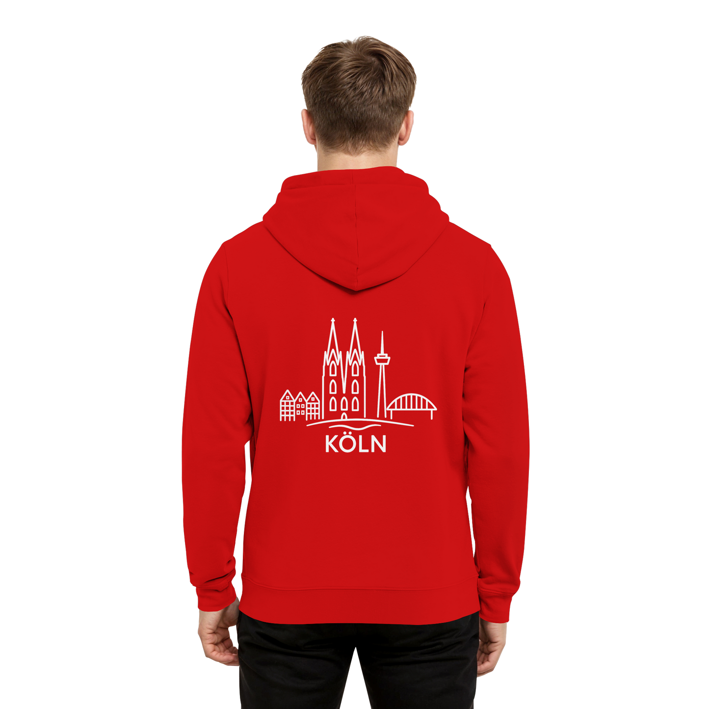 Köln Skyline (großer Druck auf dem Rücken) - Organic Hoodie B&C