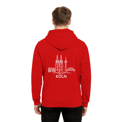 Köln Skyline (großer Druck auf dem Rücken) - Organic Hoodie B&C
