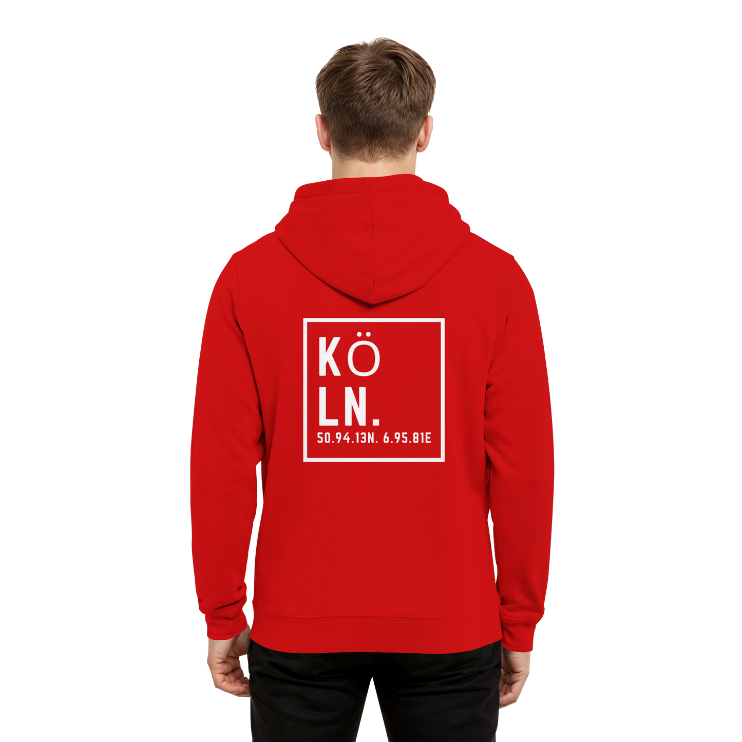 Köln Koordinaten (großer Druck auf dem Rücken) - Organic Hoodie B&C