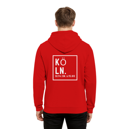 Köln Koordinaten (großer Druck auf dem Rücken) - Organic Hoodie B&C