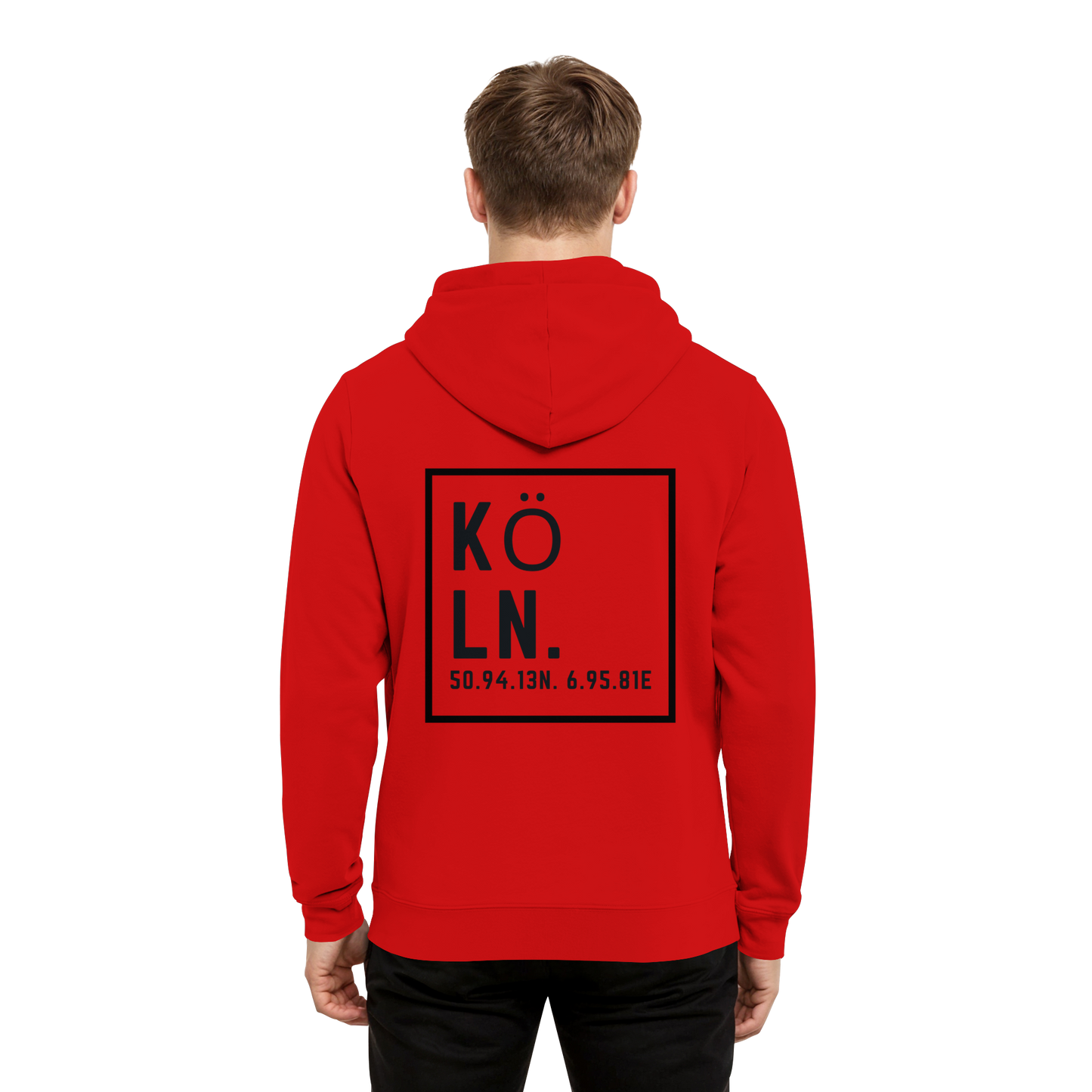Köln Koordinaten (großer Druck auf dem Rücken) - Organic Hoodie B&C