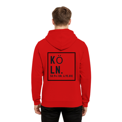 Köln Koordinaten (großer Druck auf dem Rücken) - Organic Hoodie B&C