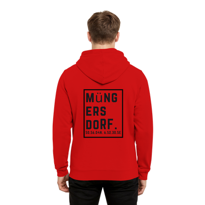 Müngersdorf Koordinaten (großer Druck auf dem Rücken) - Organic Hoodie B&C