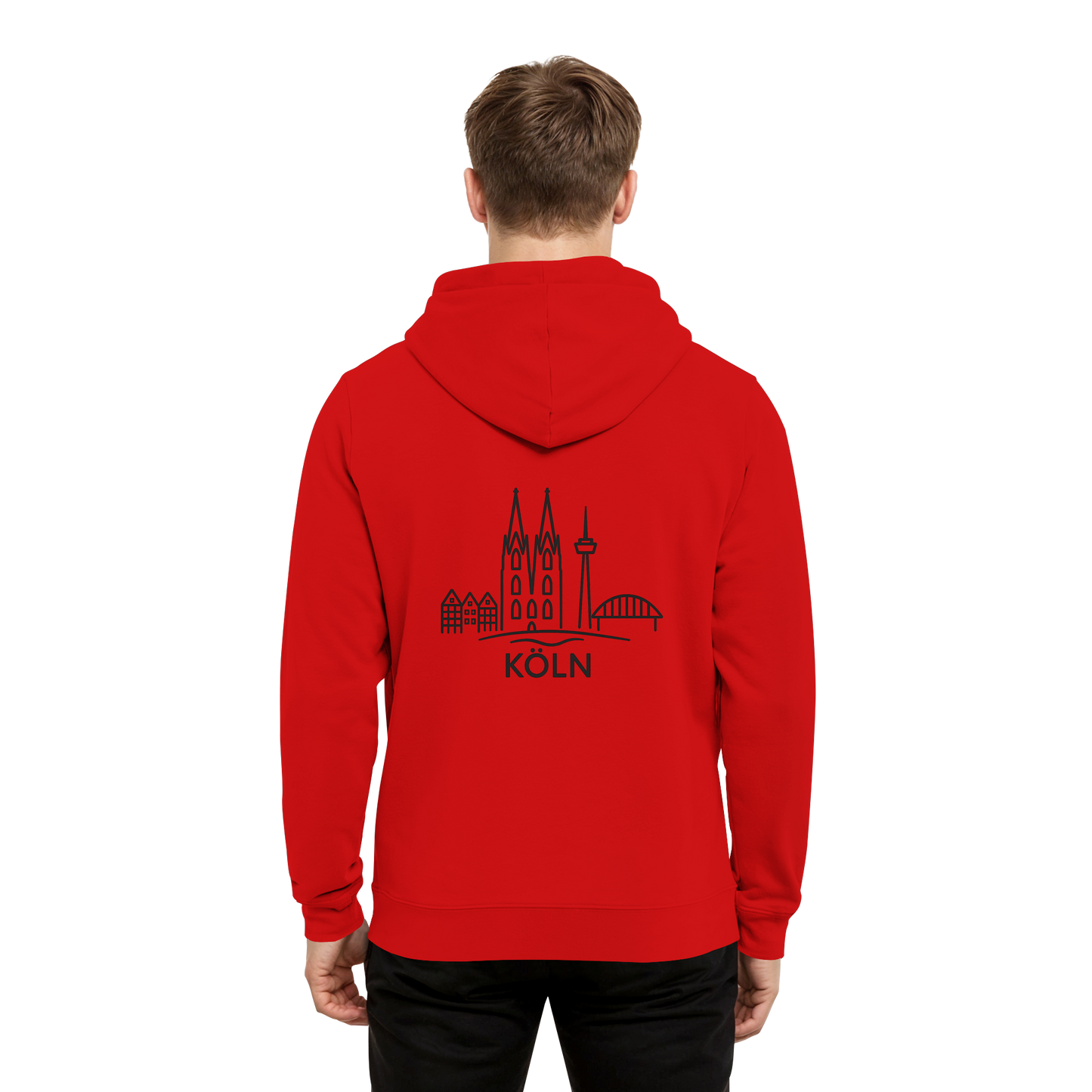Köln Skyline (großer Druck auf dem Rücken) - Organic Hoodie B&C