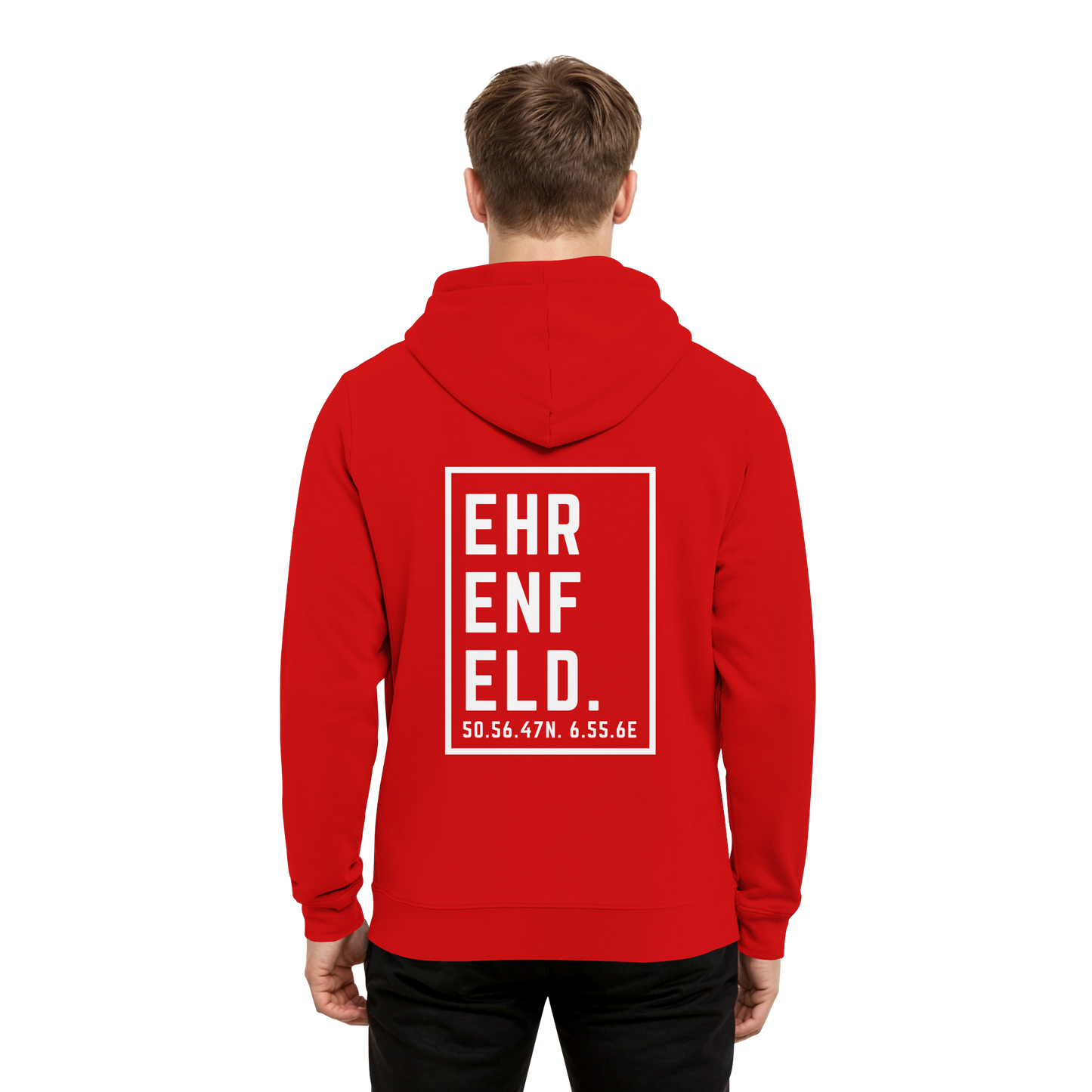 Ehrenfeld Koordinaten (großer Druck auf dem Rücken) - Organic Hoodie B&C