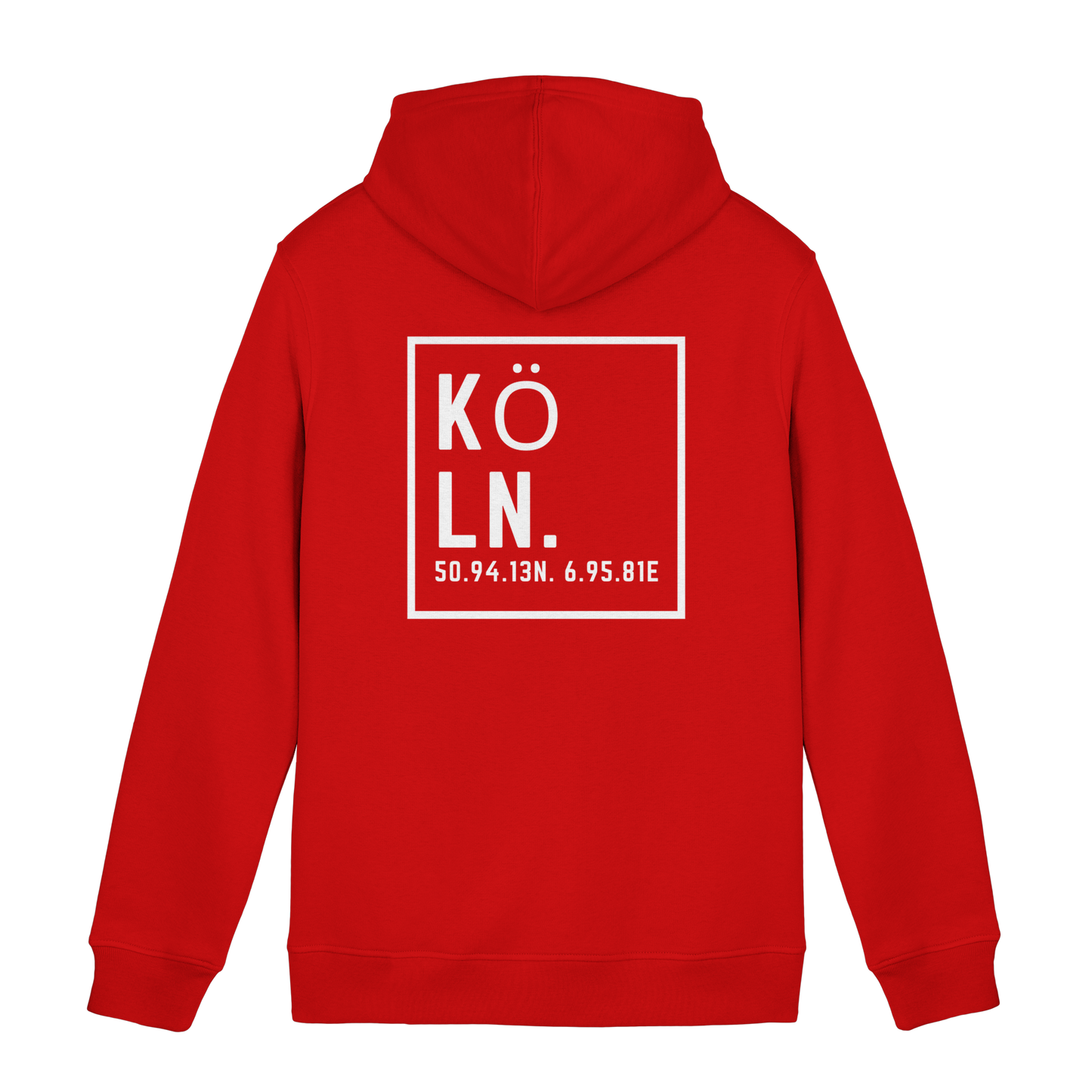Köln Koordinaten (großer Druck auf dem Rücken) - Organic Hoodie B&C