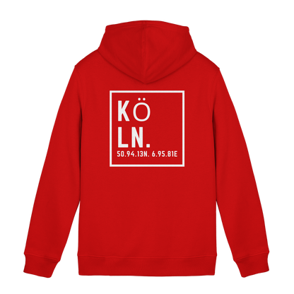 Köln Koordinaten (großer Druck auf dem Rücken) - Organic Hoodie B&C