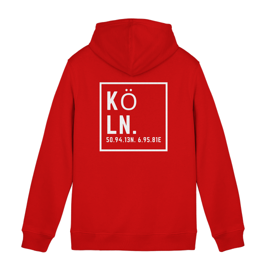 Köln Koordinaten (großer Druck auf dem Rücken) - Organic Hoodie B&C