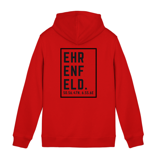 Ehrenfeld Koordinaten (großer Druck auf dem Rücken) - Organic Hoodie B&C