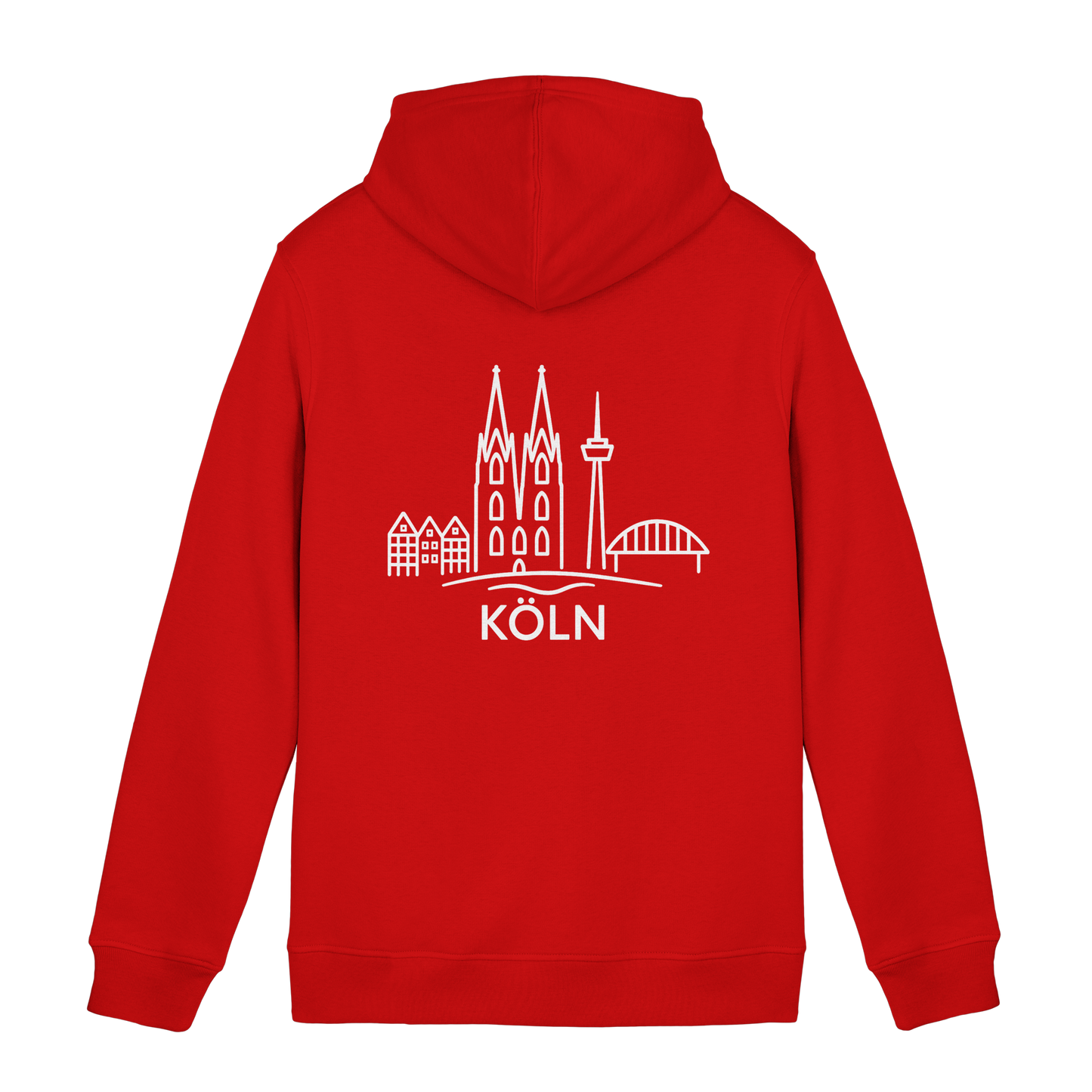 Köln Skyline (großer Druck auf dem Rücken) - Organic Hoodie B&C