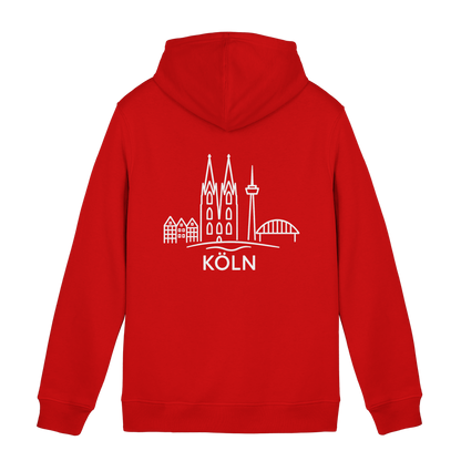 Köln Skyline (großer Druck auf dem Rücken) - Organic Hoodie B&C