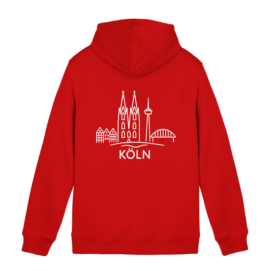 Köln Skyline (großer Druck auf dem Rücken) - Organic Hoodie B&C