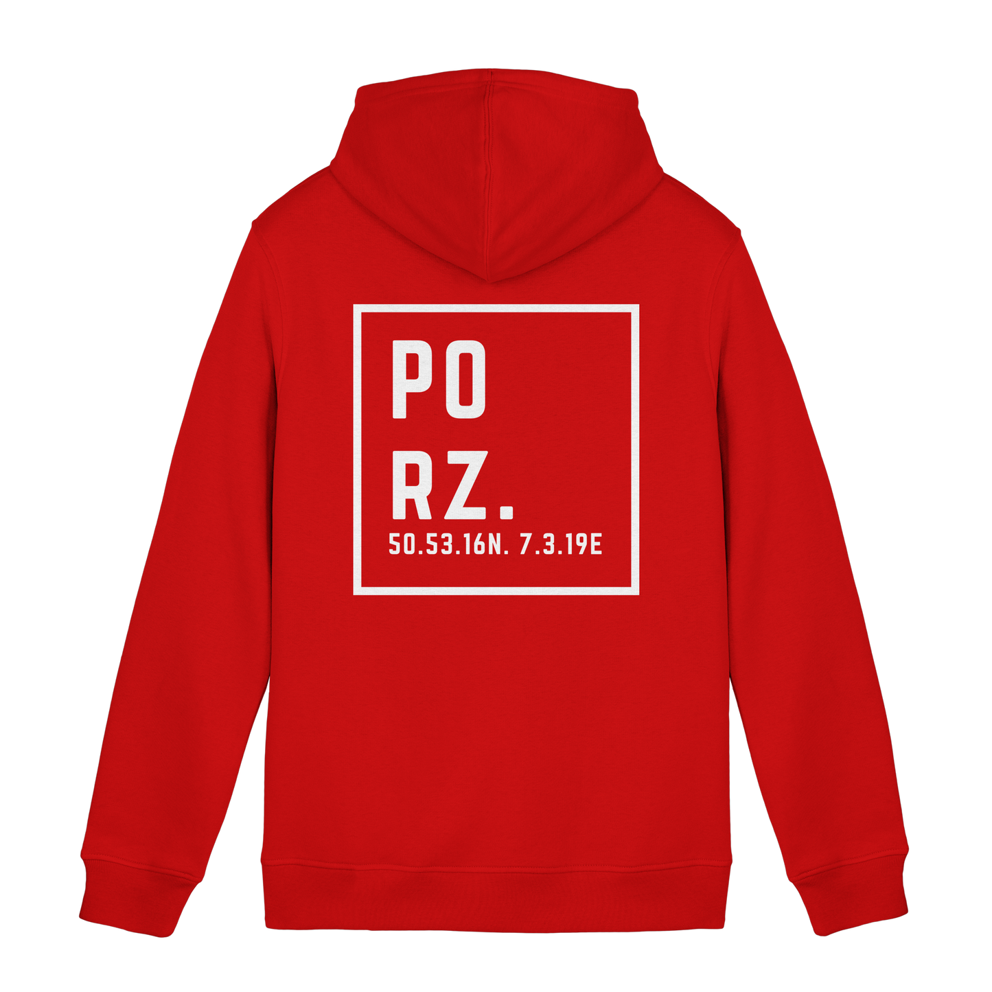 Porz Koordinaten (großer Druck Rücken) - Organic Hoodie B&C