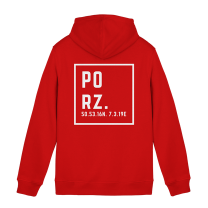 Porz Koordinaten (großer Druck Rücken) - Organic Hoodie B&C