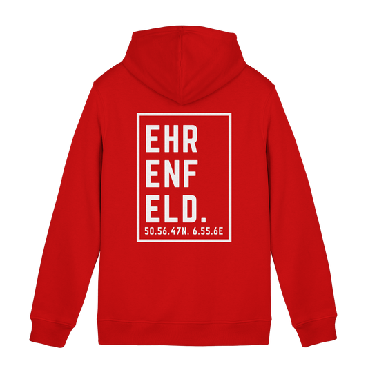 Ehrenfeld Koordinaten (großer Druck auf dem Rücken) - Organic Hoodie B&C