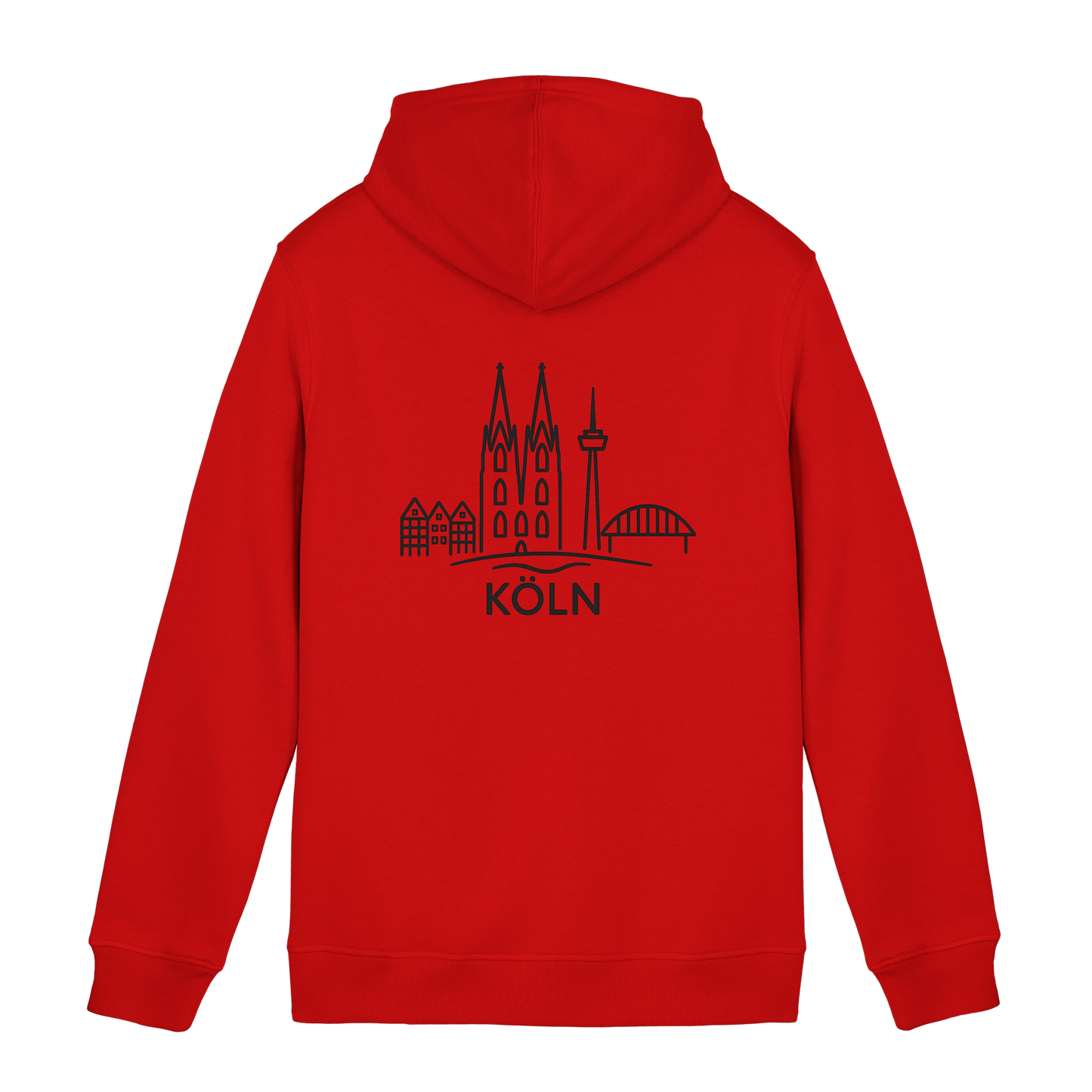 Köln Skyline (großer Druck auf dem Rücken) - Organic Hoodie B&C