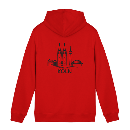 Köln Skyline (großer Druck auf dem Rücken) - Organic Hoodie B&C