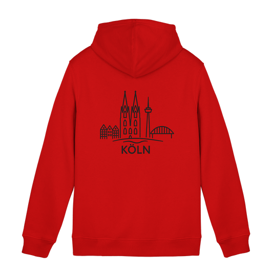 Köln Skyline (großer Druck auf dem Rücken) - Organic Hoodie B&C