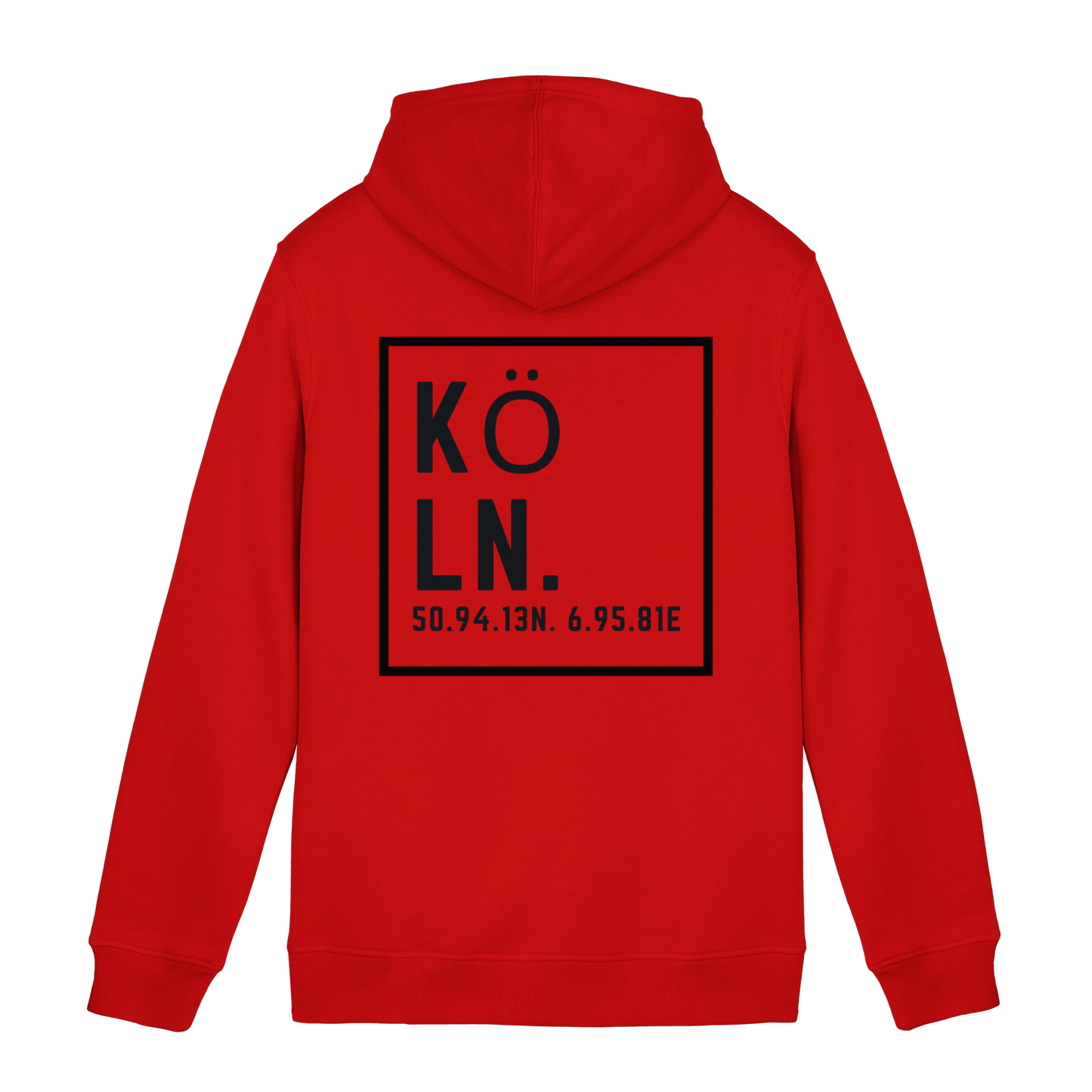 Köln Koordinaten (großer Druck auf dem Rücken) - Organic Hoodie B&C
