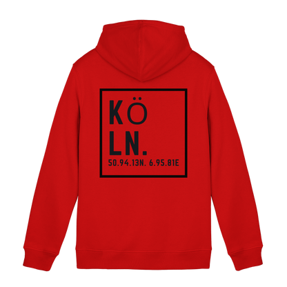 Köln Koordinaten (großer Druck auf dem Rücken) - Organic Hoodie B&C