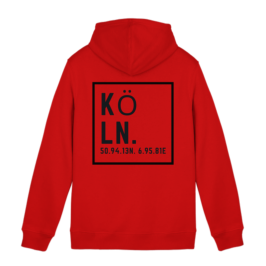 Köln Koordinaten (großer Druck auf dem Rücken) - Organic Hoodie B&C