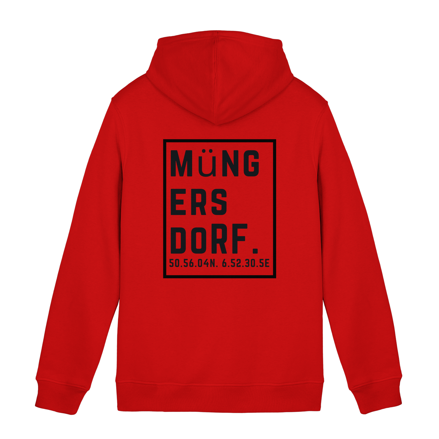 Müngersdorf Koordinaten (großer Druck auf dem Rücken) - Organic Hoodie B&C