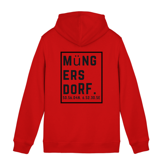 Müngersdorf Koordinaten (großer Druck auf dem Rücken) - Organic Hoodie B&C