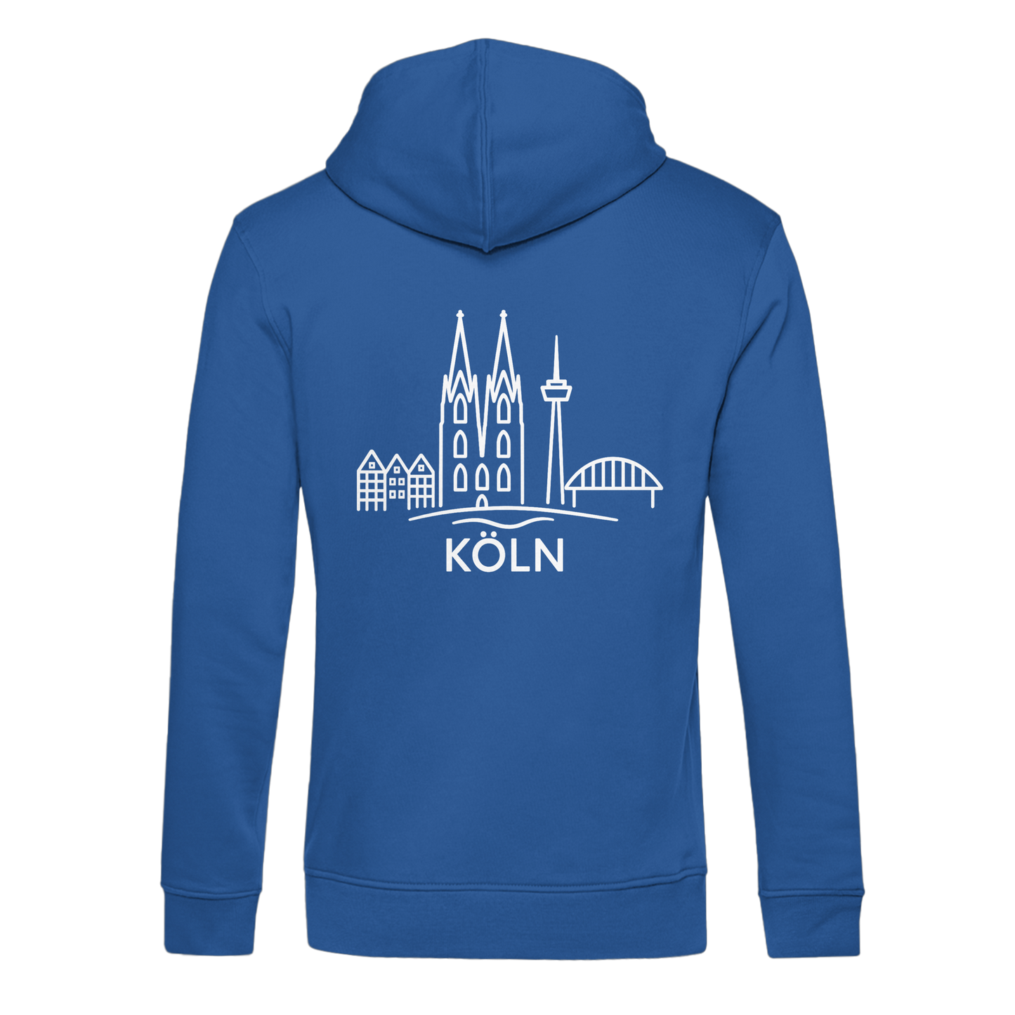 Köln Skyline (großer Druck auf dem Rücken) - Organic Hoodie B&C
