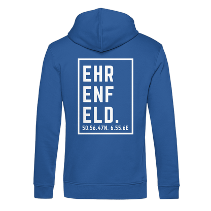 Ehrenfeld Koordinaten (großer Druck auf dem Rücken) - Organic Hoodie B&C