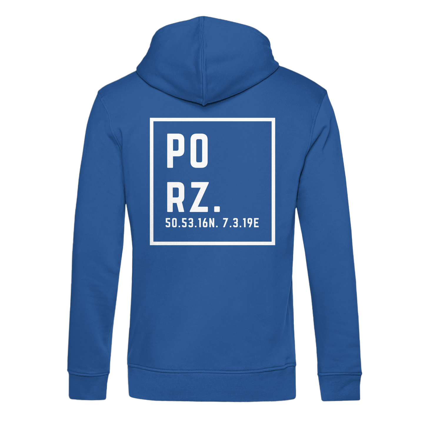 Porz Koordinaten (großer Druck Rücken) - Organic Hoodie B&C