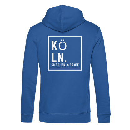 Köln Koordinaten (großer Druck auf dem Rücken) - Organic Hoodie B&C