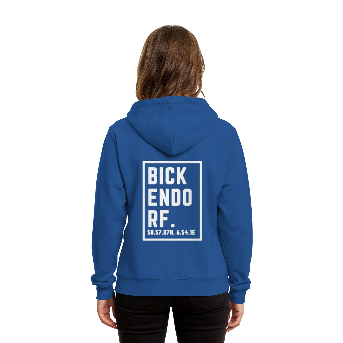 Bickendorf Koordinaten (großer Druck auf dem Rücken) - Organic Hoodie B&C